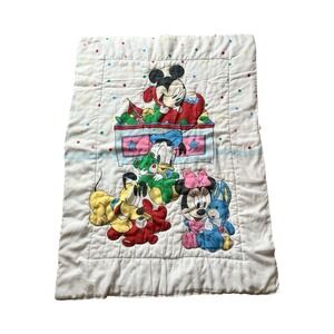 VTG 80s Dundee Mickey Minnie Mouse Pluto Donald Disney Baby Quilted Blanket